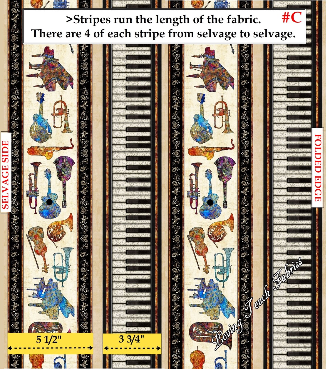 QT & Dan Morris "fine Tuning" Musical Insturments Fabrics - Etsy