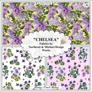 Northcott, &quot;Chelsea&quot;, Lilacs, African Violets, Floral Fabrics Priced @ 1/2 Yd