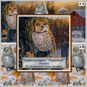 Northcott Naturescapes &quot;Nightfall&quot; Owls DP22463 & 64 Digitally Printed Fabrics (Selection)
