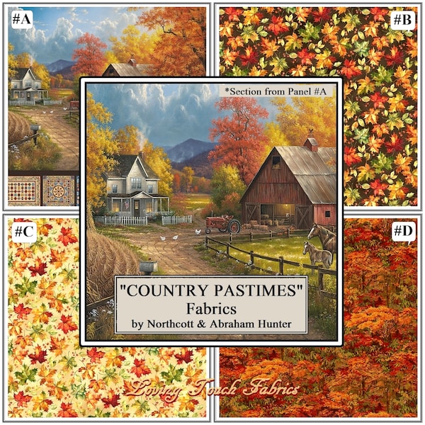 Northcott "Country Pastime" Fall Autumn Barn House Farm Fabrics Selection
