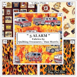 Quilting Treasures, Dan Morris, &quot;5 Alarm&quot; Fire Fighters, Trucks, Fabrics