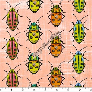 Michael Miller &quot;Flutter Bugs&quot; CJ445-Cand-D Insect Beetles Fabric Priced Per 1/2 Yd. (18&quot; x 44&quot;)