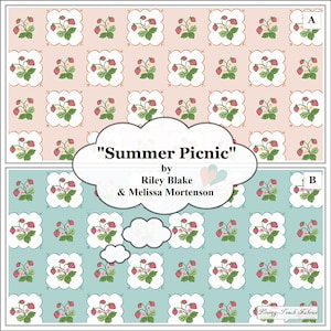 Riley Blake, Melissa Mortenson, &quot;Summer Picnic&quot;, Strawberries, C10751, Fabrics Priced @ 1/2 Yd