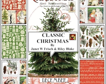 CLASSIC CHRISTMAS, Janet Wecker Frisch, Santa Claus, Christmas Tree,Fabric Collection