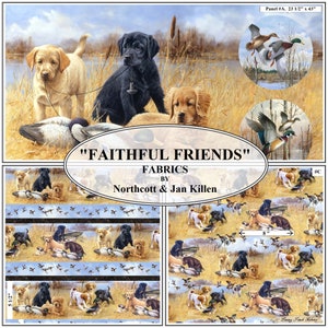 Northcott, "Faithful Friends" Naturescapes, Labrador Retrievers, Puppies Fabrics