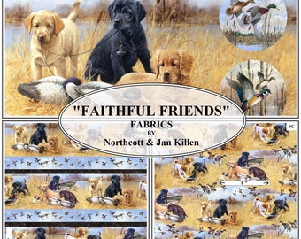 Northcott, &quot;Faithful Friends&quot; Naturescapes, Labrador Retrievers, Puppies Fabrics
