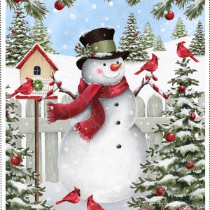 Northcott winter Welcome Snowman Cardinals Birdhouses Fabrics - Etsy
