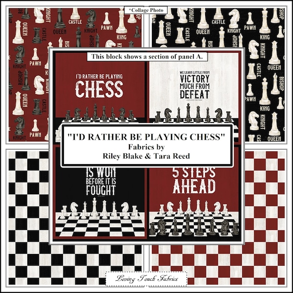 Riley Blake, Tara Reed, "I'd Rather Be Playing Chess", Game, Sports, Fabrics