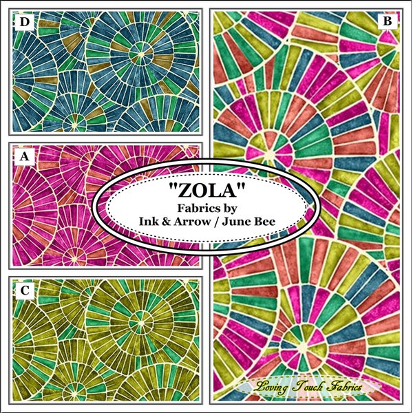 Ink & Arrow, June Bee, "ZOLA", Medallion Circles, Fabrics Priced Per 1/2 Yd