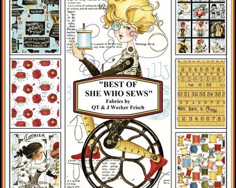 Riley Blake, J Wecker Frisch, "Best of She Who Sews", Sewing Ladies, Snippets of Bible Verses, Fabrics