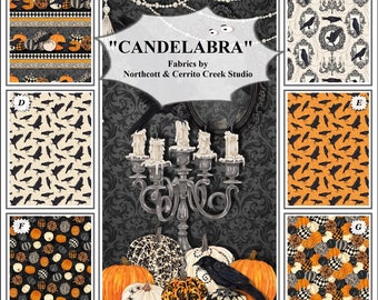 Northcott "Candelabra" by Cerrito Creek Pumpkins Ravens Fall Halloween Fabrics