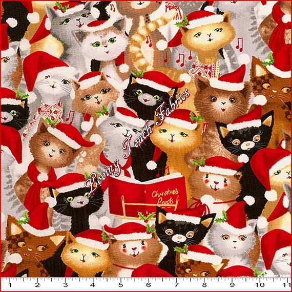 Benartex / Kanvas Studio Christmas Caroling Cats | Etsy