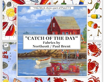 Northcott, Paul Brent,  "Catch of the Day" Nautical, Fishing, Lobsters, Crab Fabrics