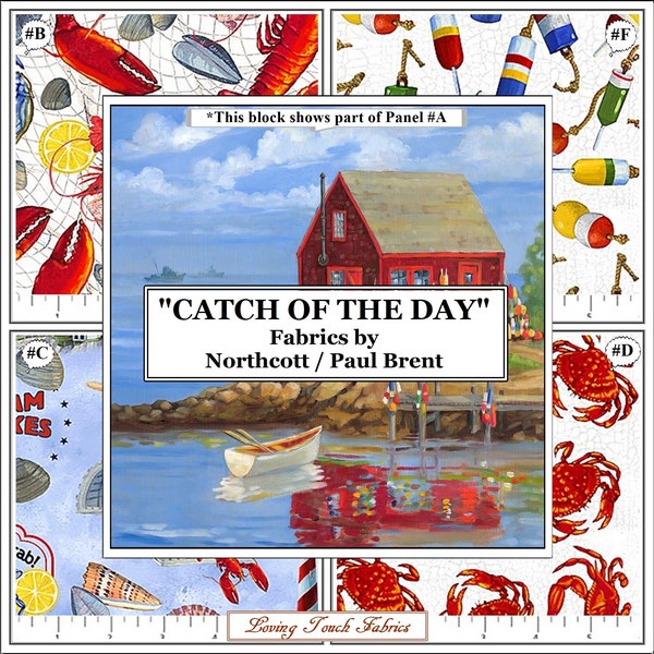 Northcott, Paul Brent,  "Catch of the Day" Nautical, Fishing, Lobsters, Crab Fabrics