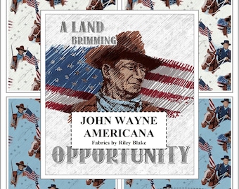 Riley Blake, John Wayne Americana, Patriotic, American Flag, Words Fabrics