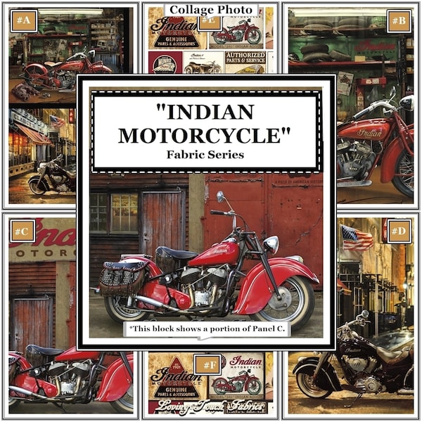 Riley Blake "Indian Motorcycle" Vintage Motorcycles Digitally Printed Fabrics (Selection)