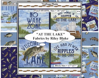 Riley Blake "En el lago" Tara Reed P10556, C10555 Colección de telas de pesca