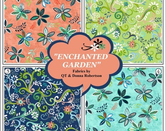 Quilting Treasures, "Enchanted Garden", Floral, Swirls, Fabrics Priced @ !/2 Yd