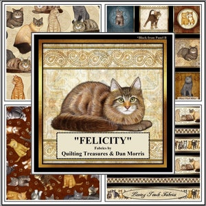 QT, Dan Morris, &quot;FELICITY&quot; Cats, Kittens, Fabrics
