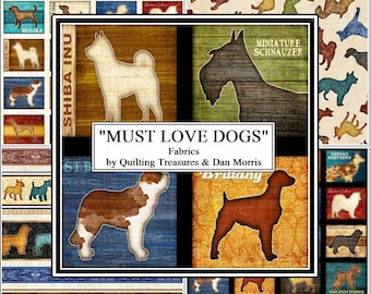 Quilting Treasures & Dan Morris "Must Love Dogs" Mixed Dogs Names Fabrics