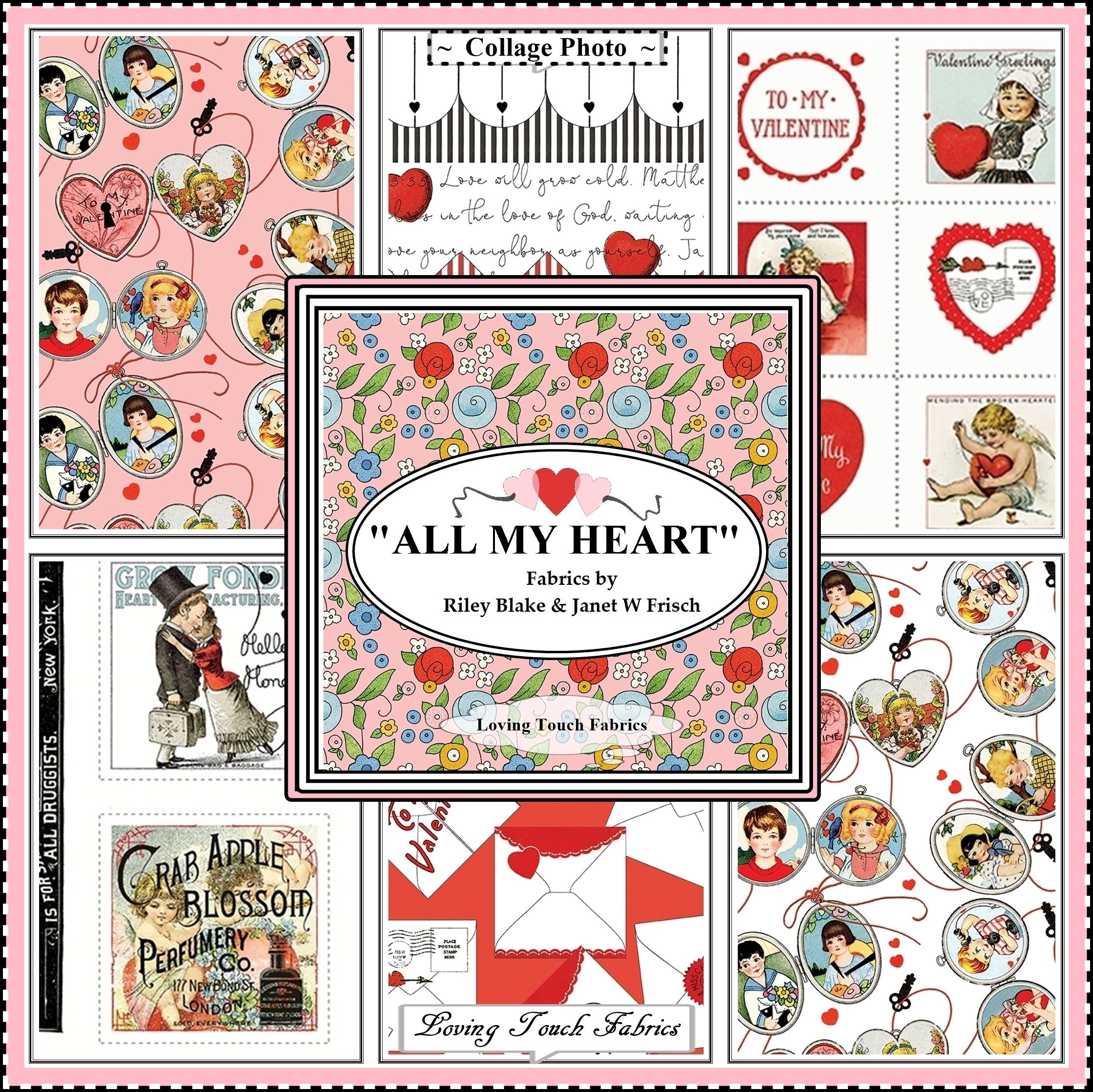 Riley Blake All My Heart Valentine Greetings Patch Panel 24 Panel