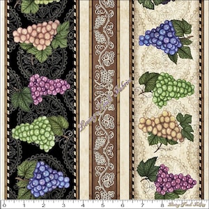 Quilting Treasures Dan Morris "Perfectly Vintage" 25902-X Clusters of Grapes Stripe Fabric (Select Size)