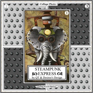 Steampunk Express Train Elephant Brads Qt Desiree 29064, 29069 Fabrics Priced by 1/2 YD & Panel