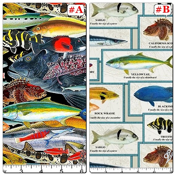 Yard Fish Catalina Island Tropical Fish Cotton Fabric 8202 Elizabeth/'s Studio