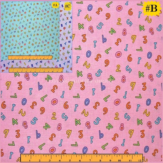 Free Spirit Children Baby Alphabet Numbers Cotton Fabric 1 2 Etsy