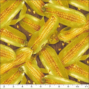 RJR &quot;Farmer&#39;s Market&quot; #0109-001 Large Ears Of Yellow Corn Cotton Fabric 1/2 Yd 18&quot; x 44&quot;