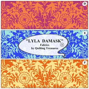 QT, &quot;LYLA DAMASK&quot;, 26106, Damask Design Cotton, Fabric Priced @ 1/2 Yd