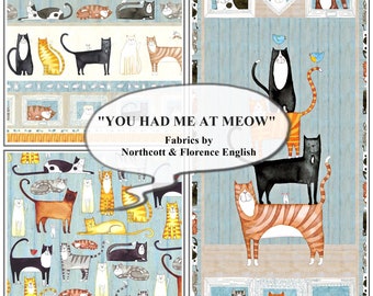 You Had Me At Meow Northcott Florence English Mixed Cats Fabric