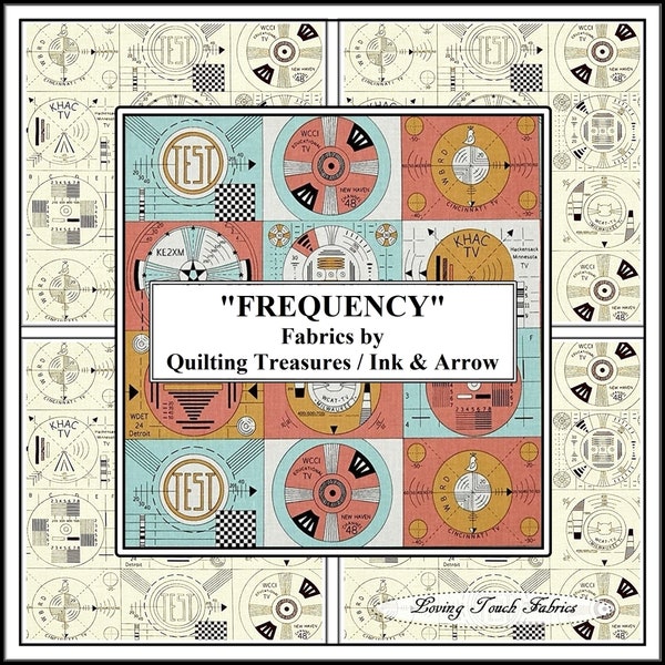 Quilting Treasures & Ink And Arrow "Frequency" TV Test Patterns / Patches Priced @ 1/2 Yd.