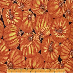 Timeless Treasures &quot;Harvest&quot; #C1161&quot; Fall Autumn Large Pumpkins Cotton Fabric Priced Per 1/2 Yd 18&quot; x 44&quot;