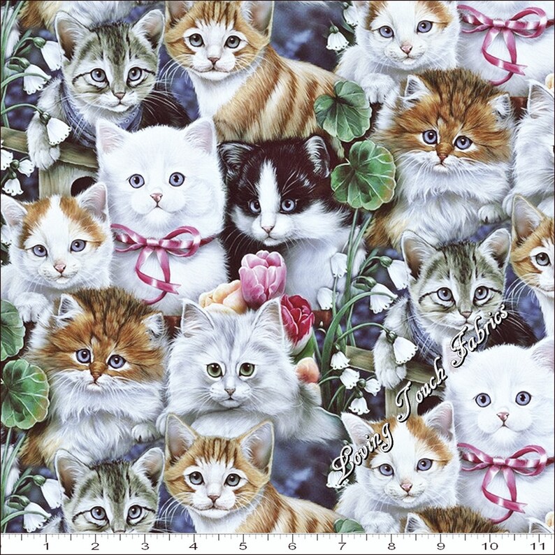 David Textilesvalentine's Kitties RN52469 Cat - Etsy