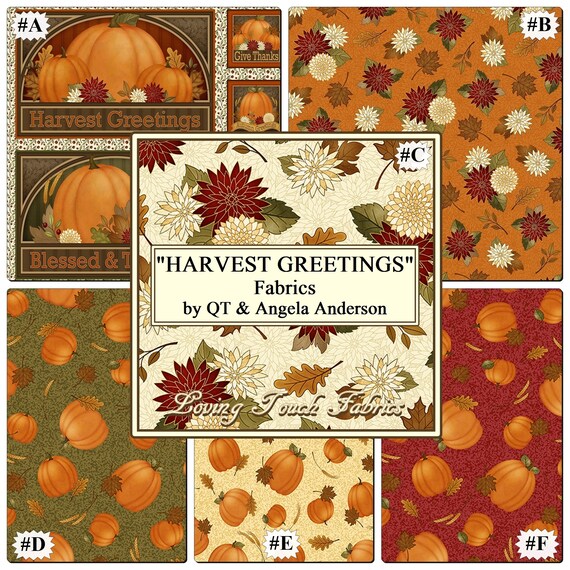 Fall Harvest Pumpkin fabric panel Angela Anderson 44” X 24”