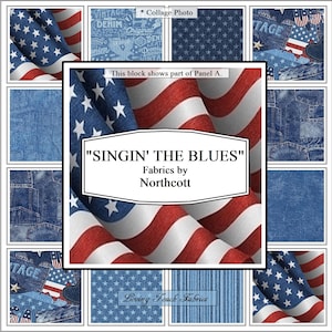 Northcott, &quot;Singin&#39; The Blues&quot;, USA Flag, Patriotic, Jeans, Stars, Stripes, Fabrics