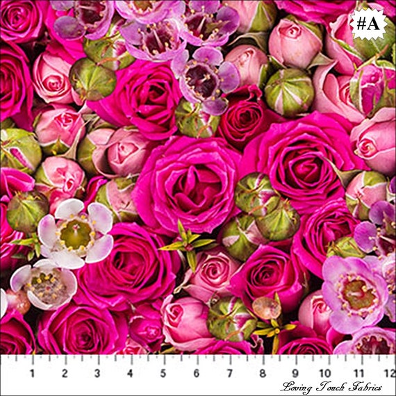 Northcott budding Romance Roses Petals Fabrics Priced per 1/2 Yard