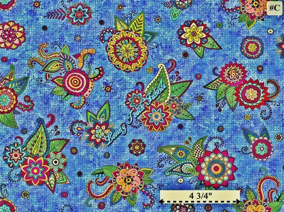 Fabric Paisleys Fiorella QT on Cream Cotton by 1//4 yard