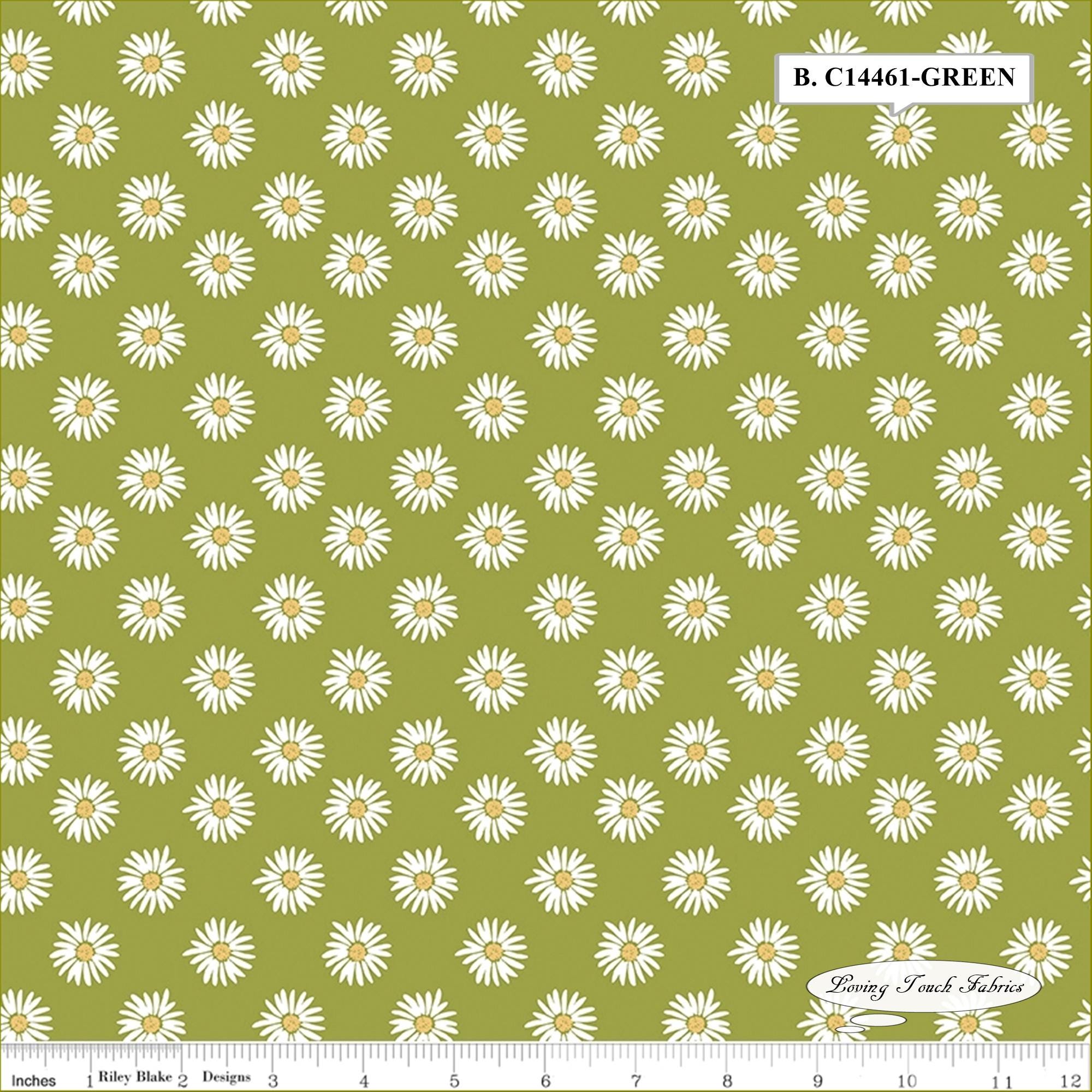 Riley Blake, Flora No 6, Small Daisies, Flowers, C14461, Fabrics