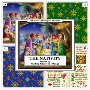 Quilting Treasures, Menga, &quot;The Nativity&quot; Jesus, Manger, Christmas Fabrics