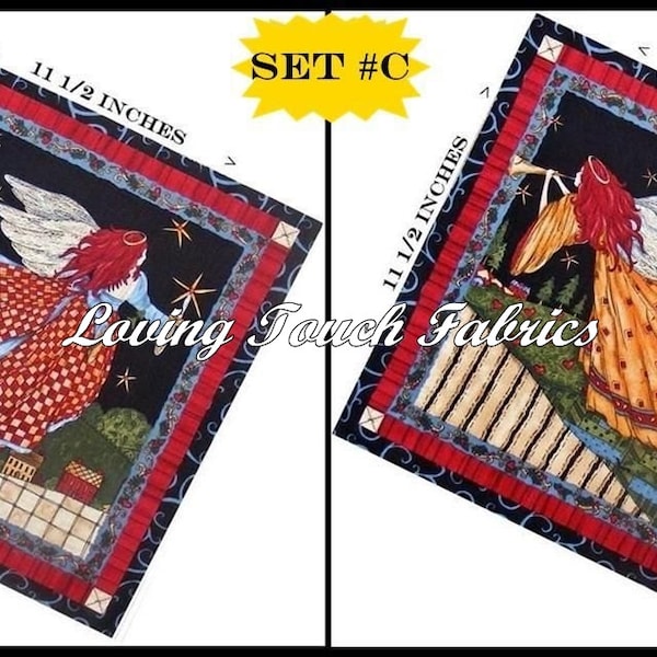 Set of 2, SSI,  "Angels From Above", Chrismas, Angel, Cotton Fabric PanelS 11 1/2" X 11 1/2" Ea #C