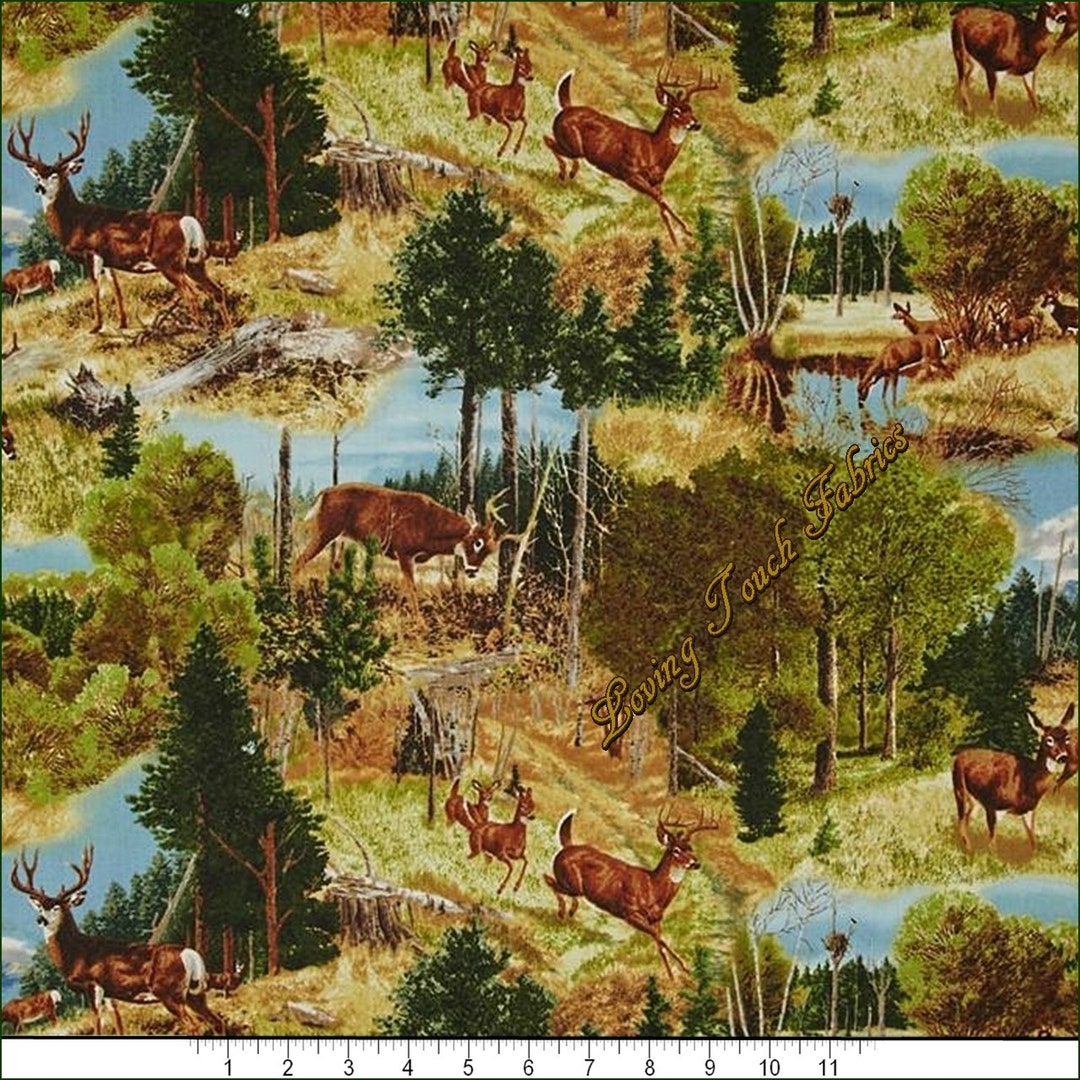Quilting Treasures, Remington, whitetail Ridge, 24086G, Scenic, Deer