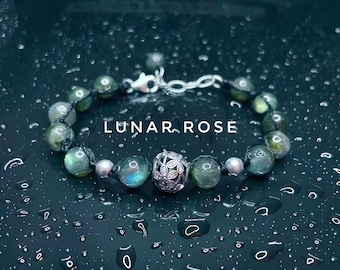 Pure Sterling Silver | Green Labradorite | Adjustable Bracelet