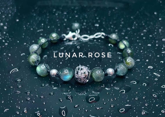 Pure Sterling Silver | Green Labradorite | Adjustable Bracelet