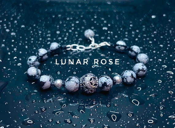 Pure Sterling Silver | Snowflake Obsidian | Adjustable Bracelet