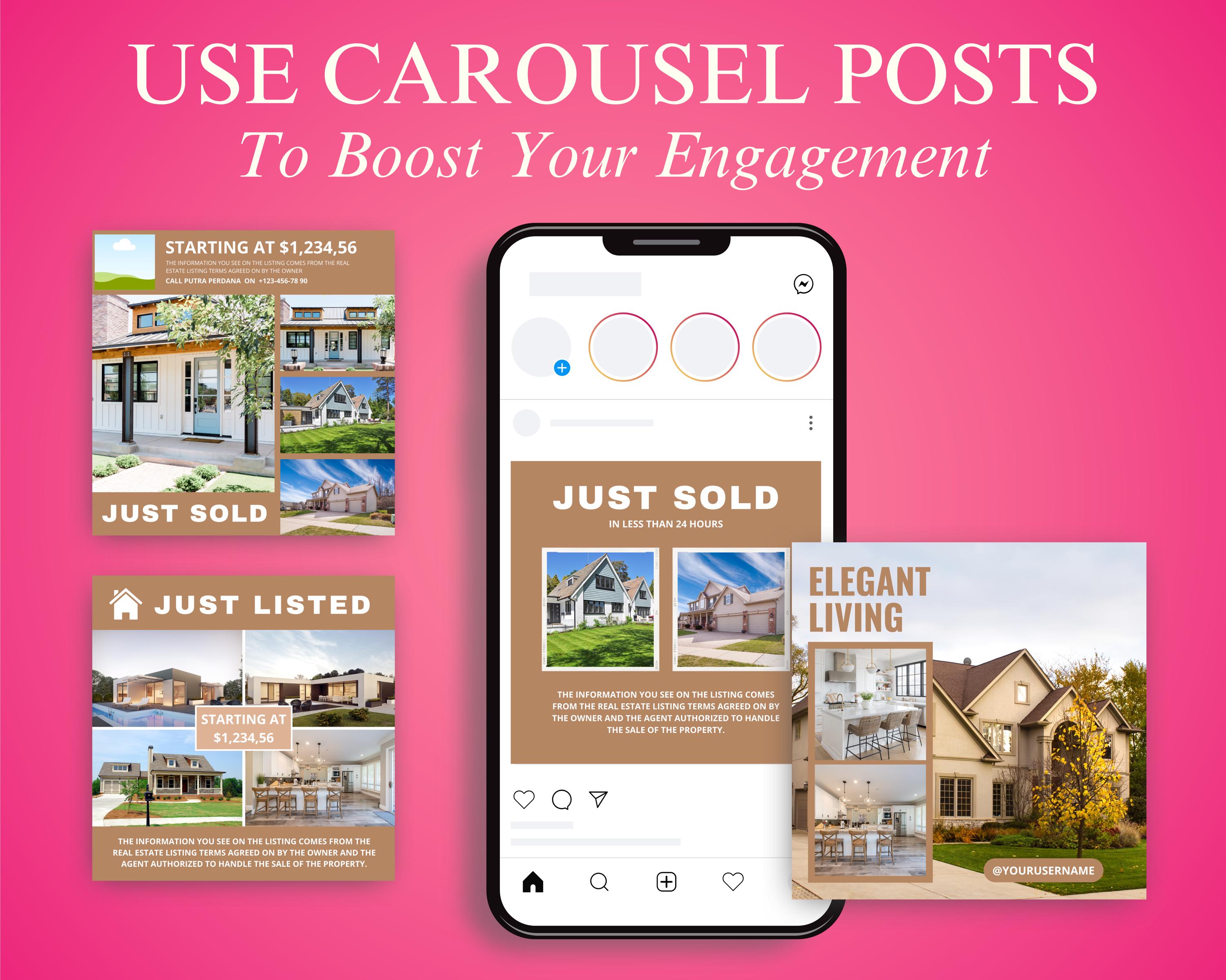 Luxury Real Estate Instagram Posts Templates, Realtor Social Media ...