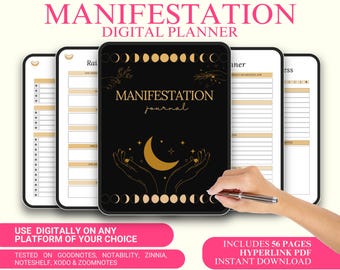 Diario de manifestación/tablero de visión, afirmaciones, planificador digital de gratitud para GoodNotes