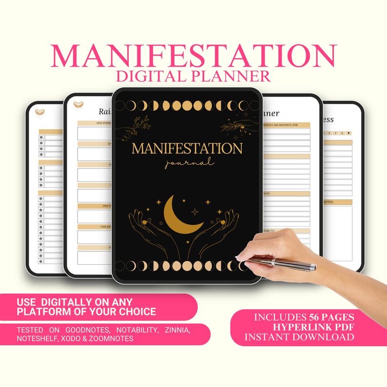 Manifestation Journal | Vision Board, Affirmations, Digital Gratitude Planner for Goodnotes - Etsy