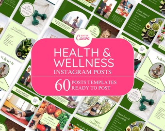 Wellness And Health Instagram Post Templates, Mental Health Instagram Canva Templates, Wellness and Self Care Social Media Posts Templates
